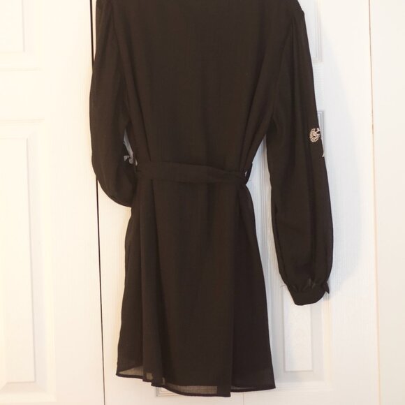 NWT Zara Black Embroidered Mini Dress - Picture 2 of 8